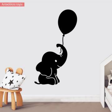 Αυτοκόλλητο τοίχου  Ελεφαντάκι με μπαλόνι
