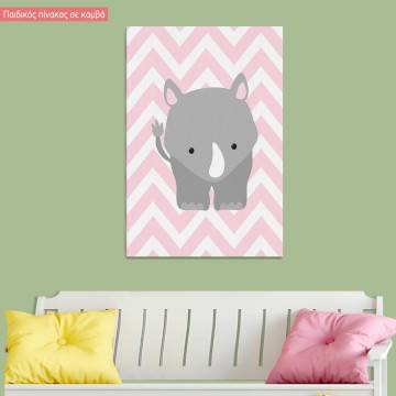 Παιδικός πίνακας σε καμβά Ρινόκερος chevron