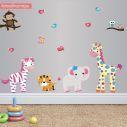 Αυτοκόλλητα τοίχου παιδικά Ζωάκια Cute pink Africa