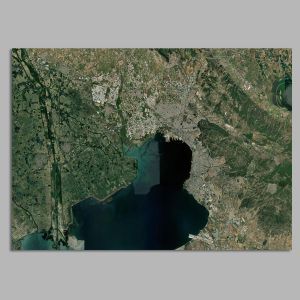 Χάρτης Θεσσαλονίκης satellite  Αφίσα πόστερ με μαύρη κορνίζα Όψη 1 2