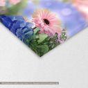 Canvas print Blue hortensias and pink margaritas, detail
