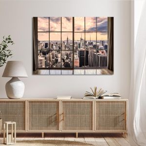Πίνακας σε καμβά Νέα Υόρκη New York city skyline window view Καμβάς τελαρωμένος Όψη 1 2