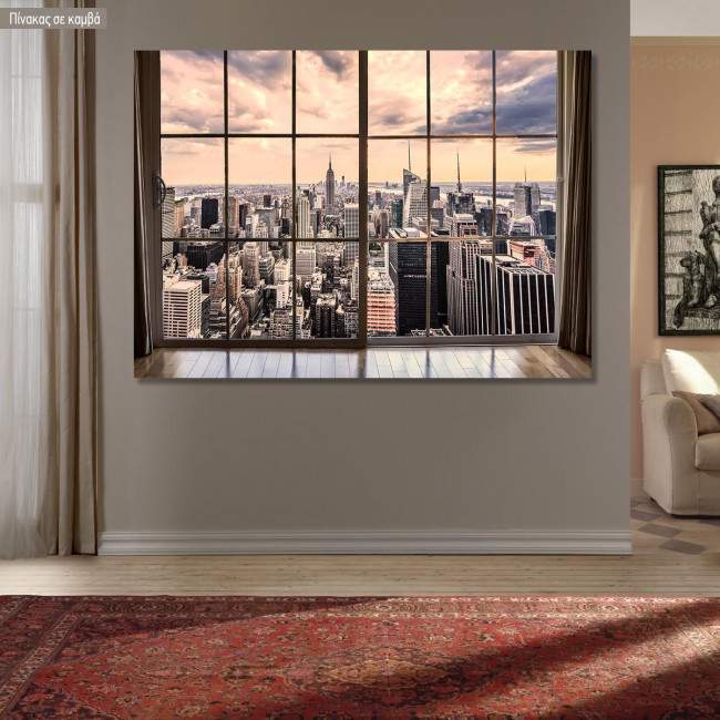 Πίνακας σε καμβά Νέα Υόρκη, New York city skyline, window view