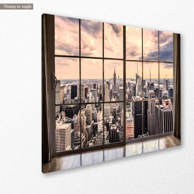 Canvas print  New York city skyline, window view, side