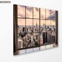 Πίνακας σε καμβά Νέα Υόρκη, New York city skyline, window view, κοντινό