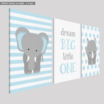 Canvas print Dream big, elephant, 3 panels 2