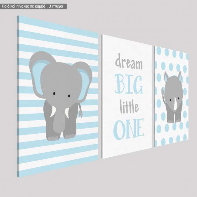 Canvas print Dream big, elephant, 3 panels