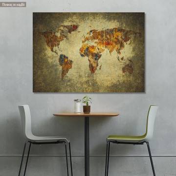 Πίνακας σε καμβά Map of the world, grudge style