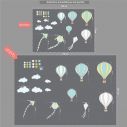 Αυτοκόλλητα τοίχου παιδικά αερόστατα χαρταετοί, αστέρια, Balloons in the night sky