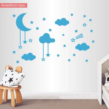 Kids wall stickers Clouds and stars