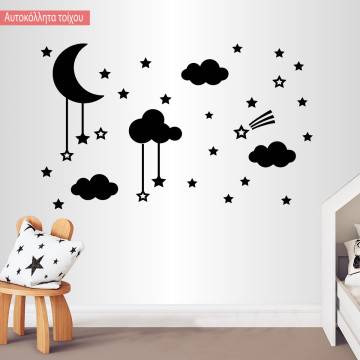 Kids wall stickers Clouds and stars 2