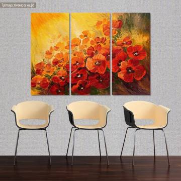 Canvas print Illustration of poppies,  3 panels