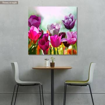 Πίνακας σε καμβά Τουλίπες, Beautiful spring tulips, τετράγωνο