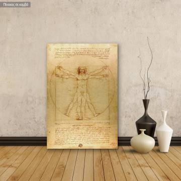 Πίνακας ζωγραφικής The vitruvian man, Leonardo da Vinci αντίγραφο σε καμβά