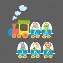 Wall stickers Train alphabet and animals blue