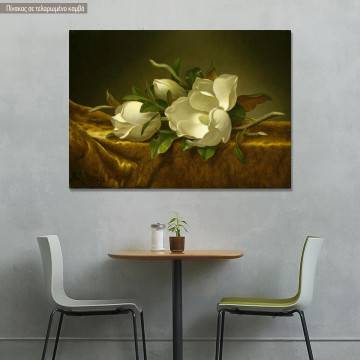 Canvas print Magnolias on Gold Velvet Cloth, Martin Johnson Heade