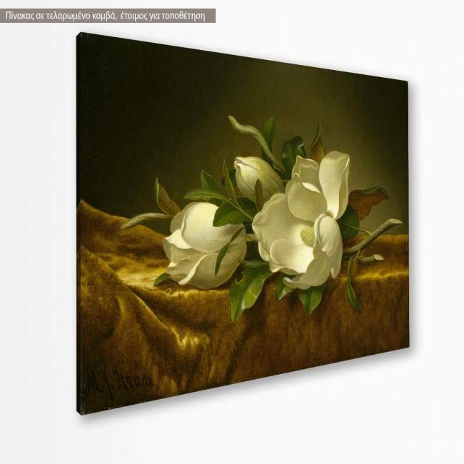 Πίνακας ζωγραφικής Magnolias on Gold Velvet Cloth, αντίγραφο σε καμβά, κοντινό