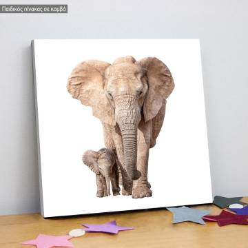 Kids canvas print Little elephant and mom