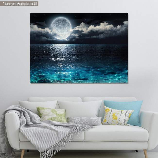 Πίνακας σε καμβά  Full moon on sea