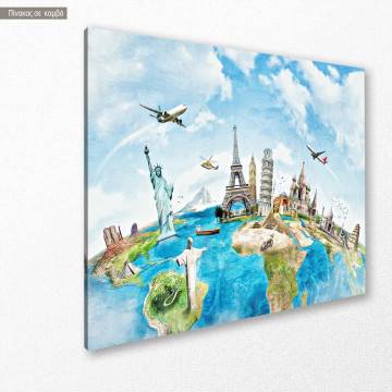 Πίνακας σε καμβά μνημεία του κόσμου Travel the world monuments Καμβάς τελαρωμένος Όψη 1 2