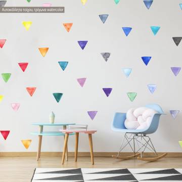 Αυτοκόλλητα τοίχου Πολύχρωμα τρίγωνα watercolor