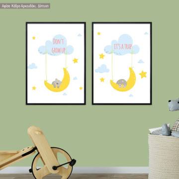 Kids canvas print Don't grow up, diptych