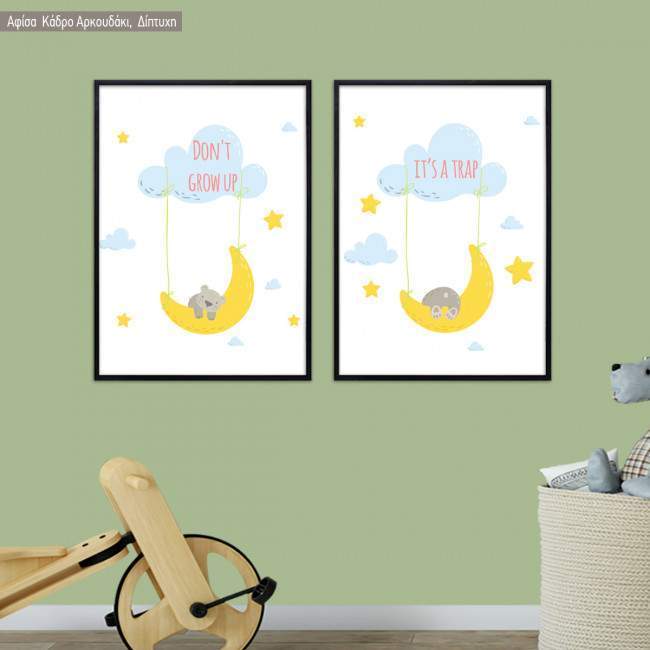 Kids canvas print Don't grow up, diptych