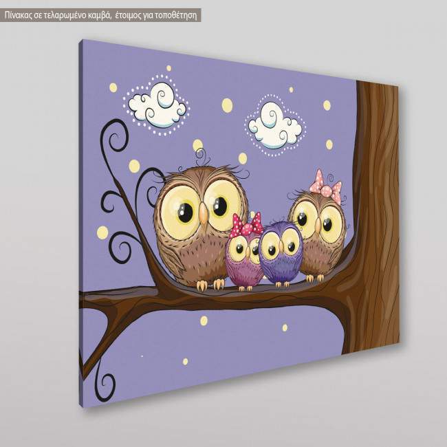 Kids canvas print Owls family