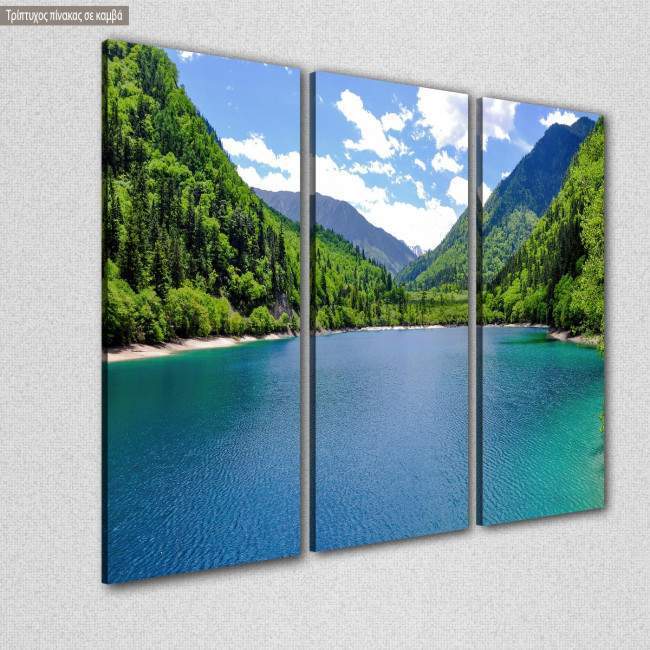 Canvas print Panda lake,  3 panels, side