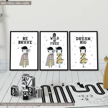 Be Wild & Free, Poster, Scandinavian style