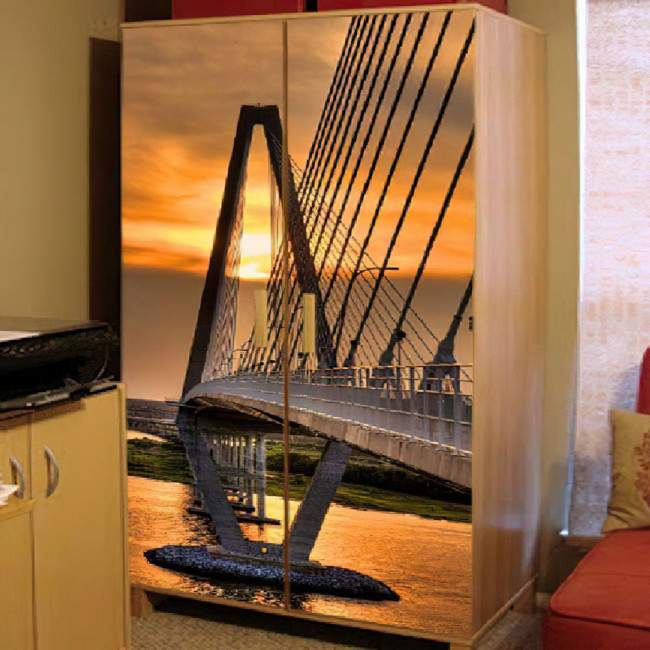 Door sticker Bridge at sunset