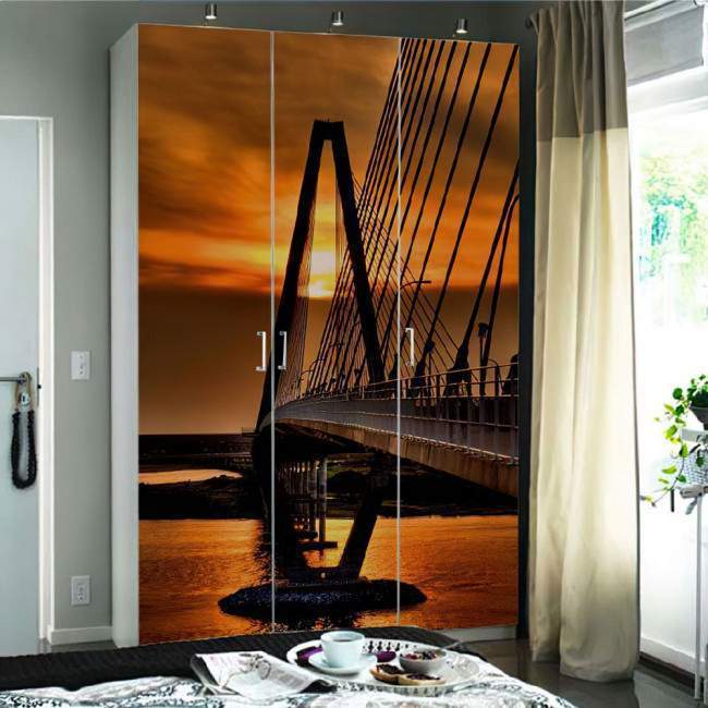 Door sticker Bridge at sunset