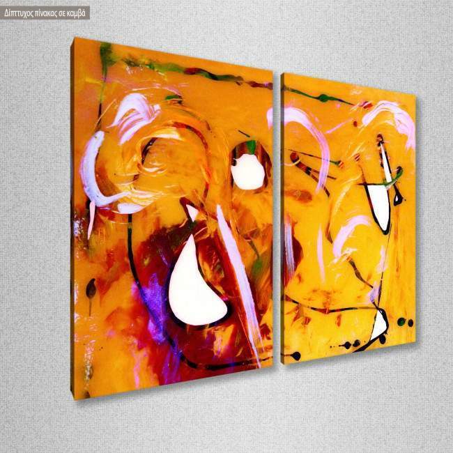 Πίνακας σε καμβά Summer dance abstract, δίπτυχος, κοντινό