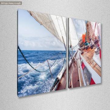 Canvas print Sail boat navigating on the waves  II, two panels 2