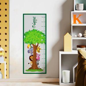 Wall stickers height measure Tree animals