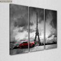 Canvas print Retro car @ Eiffel, 3 panels, side