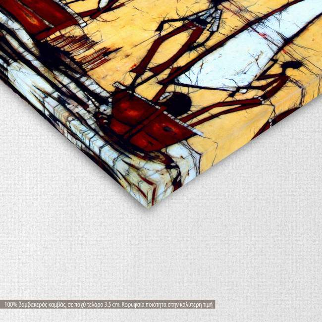 Πίνακας σε καμβά African scene batik style, τρίπτυχος, λεπτομέρεια