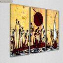 Canvas print African scene batik style,  3 panels, side