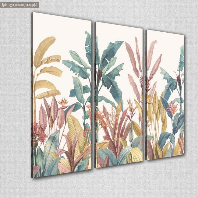 Canvas print Vintage tropical scene,  3 panels, side