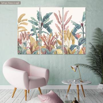Canvas print Vintage tropical scene,  3 panels