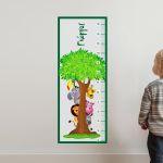 Wall stickers height measure Tree animals