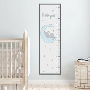 Wall stickers height measure Elephant on the moon