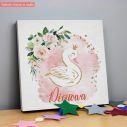 Kids canvas print Swan with flowers