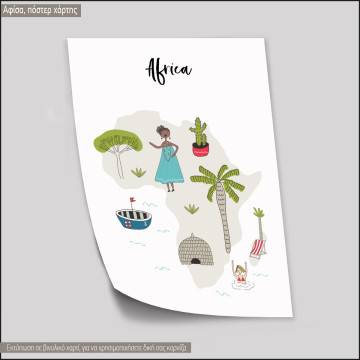 Customs and culture Africa map, κάδρο, μαύρη κορνίζα 2