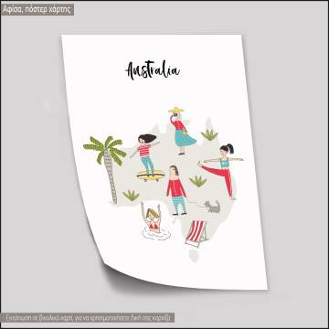 Customs and culture Australia map,poster 2