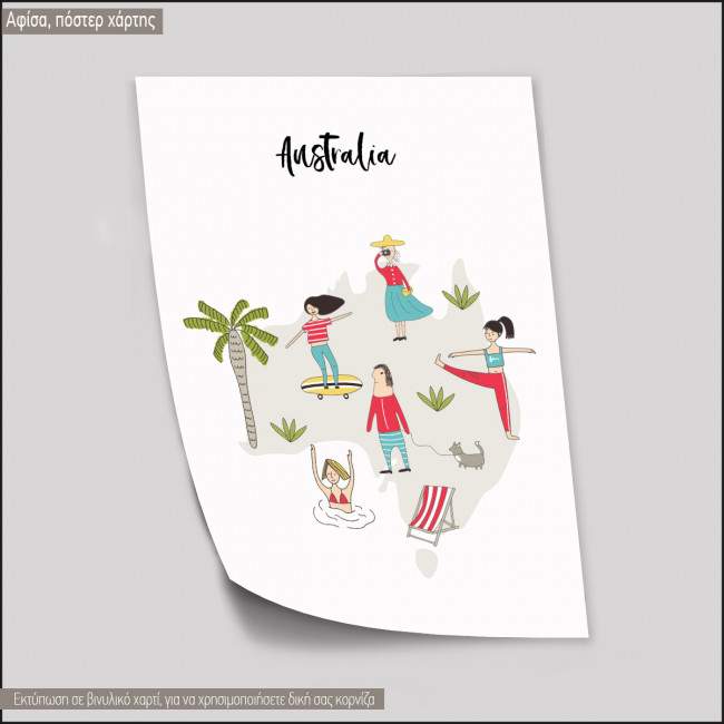 Customs and culture Australia map,poster