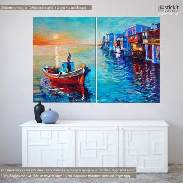 Canvas print Mykonos evening, two panels