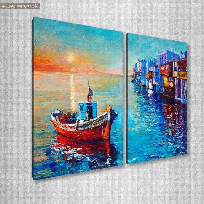 Canvas print Mykonos evening, two panels, side