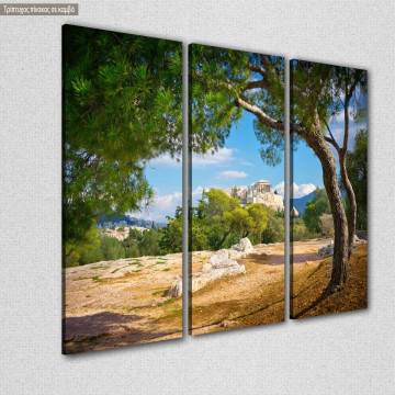 Canvas print View of the Acropolis,  3 panels 2