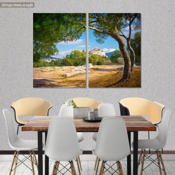 Canvas print View of the Acropolis, two panels
